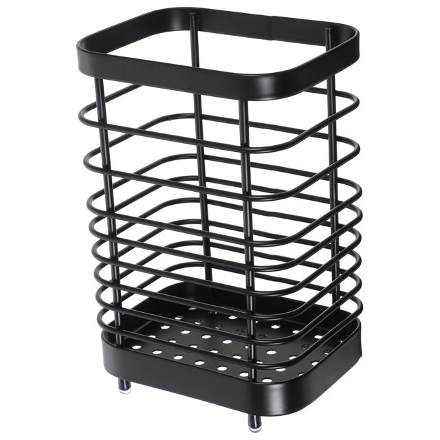FENGGUIQU Organizador Utensilios De Acero Inoxidable Negro Para Cocina Con Soporte Para Cucharas Y