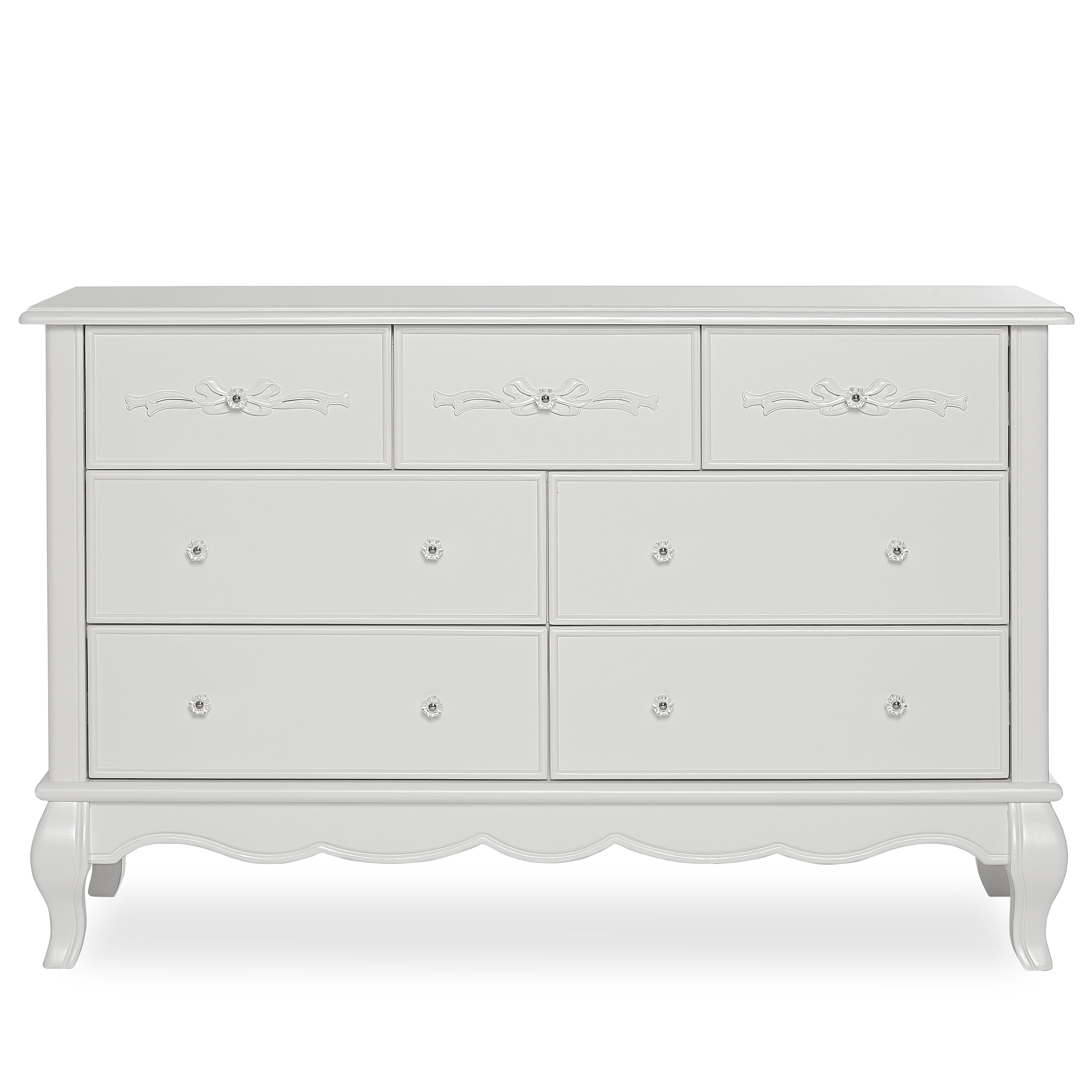 Evolur Aurora 7 Drawer Double Dresser in Frost, Spacious Drawers