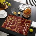 thumbnail image 3 of Brown Abstract Line Placemats Set of 12, Geometric Distortion Texture Fluid Art Placemats for Dining Table, Place Mats for Kitchen Tabletop, Waterproof Wipeable Dining Table Mats Set, 3 of 9