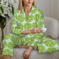thumbnail image 6 of Pofeuu Green Lemon Slices Print Womens Pajamas Set Long Sleeve Sleepwear Button Down Nightwear Soft Pj Lounge Sets Button Down Pajamas Women-XX-Large, 6 of 7