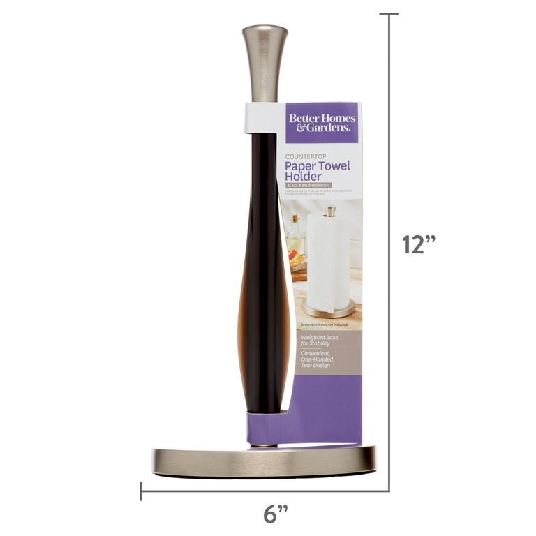 Better Homes Gardens Free Standing Paper Towel Holder with Weighted Non Slip Base 14 Inch Nickel Walmart