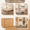thumbnail image 3 of Noble House Modern 3-Drawer Nightstand, Curved-Edge Bedside Table with Thick Base,Natural, 3 of 7