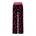 thumbnail image 7 of Women's Pajama Pants Sleepwear, Casual Drawstring Elastic Waist Pants, Comfy Straight Yoga Loose Trousers with Love Print,Wine,2XL, 7 of 7