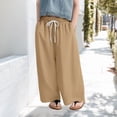 thumbnail image 2 of XQYLOS Girls Wide Leg Casual Pants Side Slit D𝖱awstring Elastic Waist Flowy Track Pants Breathable 𝖲tretch 4-14 Years Lightweight Lounge, 2 of 6