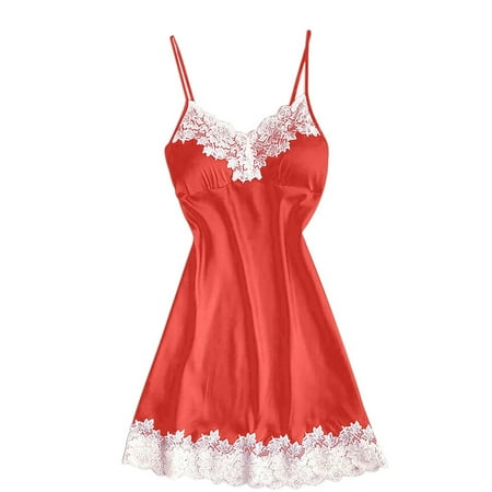 Kcodviy Satin Sleepwear Women Ladies Nightwear Nightdress Sexy Lingerie With Chest Pads Night Shirts Womens Summer Sleepwear Striped Nightshirt Oversized Sleep Shirts For Women Ladies Night Shirt Fron