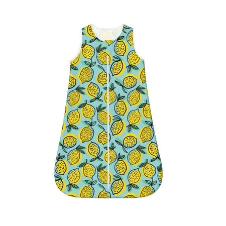 

Haiem Lemon Printed Baby Sleep Sack 0-6 Months Muslin Baby Sleeping Bag Zipper Toddler Wearable Blankets Comfy Stretchy Thin Sleep Sacks-Small