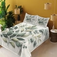 thumbnail image 2 of Ambesonne Eucalyptus Leaves Fitted & Top Sheet Set with Sham, Botanical Art, Sage Green Off White, 2 of 5