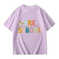 thumbnail image 4 of MUXiin Girls Back To School Clothes,First Day of Pre School Shirt Kids Back to School Boys Girls Shirts Funny Letter Vibes Graphic Tee Short Sleeve Tops,160Purple, 4 of 5