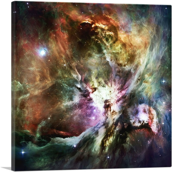 ARTCANVAS Colorful Orion Nebula Hubble Telescope NASA Photograph Canvas Art Print - Size: 18" x 18" (0.75" Deep)