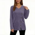 thumbnail image 2 of Censtreet 2025 Women Tops Shirts Winter Fall Long Sleeve Blouse Casual Tshirts Vneck Button Down Sweater Tunic, 2 of 7