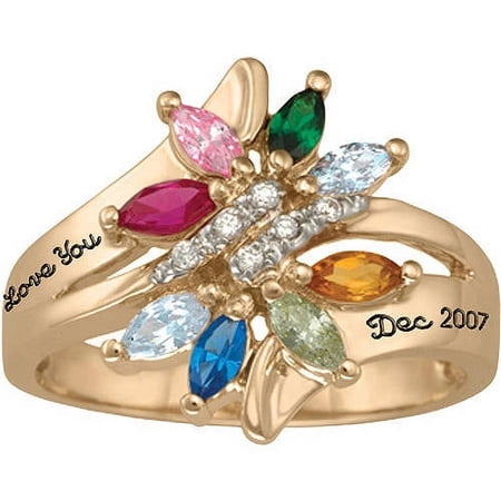 Personalized Family Jewelry Celebration Mother's Birthstone Ring available in Gold over Silver, 10kt and 14kt Yellow and White Gold