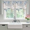 thumbnail image 4 of Blue Coastal Tie Up Curtains 45 Inches Long, Kitchen Window Curtains Over Sink, Summer Beach Starfish Weeping Eucalyptus Vintage Small Window Curtains Balloon Curtains Valances for Bedroom 34"x45", 4 of 8
