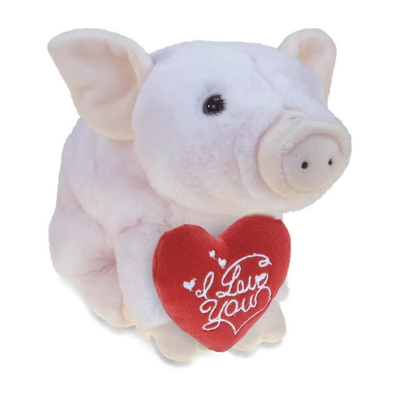 DolliBu I Love You Heart Squat Piggy Plush - 7 inches