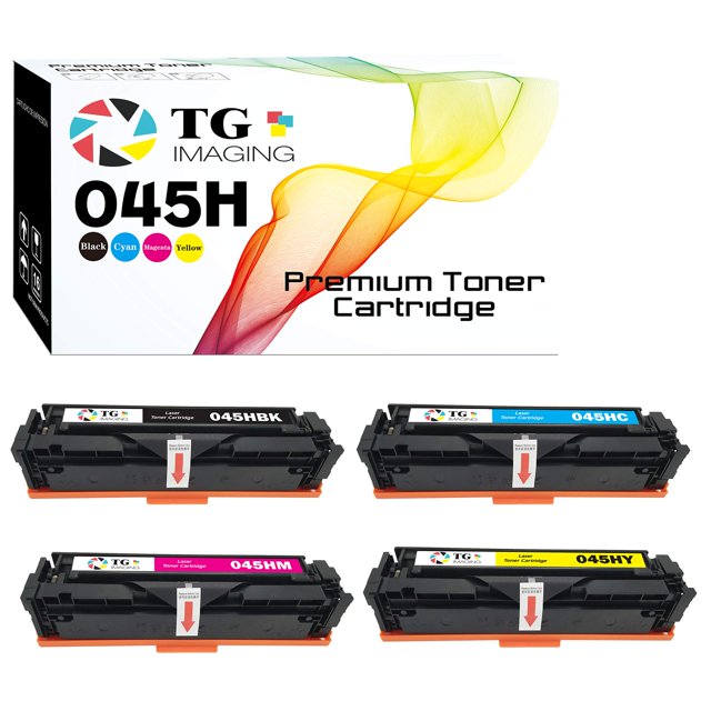 TG Imaging (Lot de 4) Cartouche de Toner Compatible 045H (Haut Rendement) Remplacement pour Canon 045 CRG-045H Ensemble de Couleurs pour Imprimantes Color imageCLASS MF634Cdw LBP612Cdw MF632Cdw Toner (BCYM)