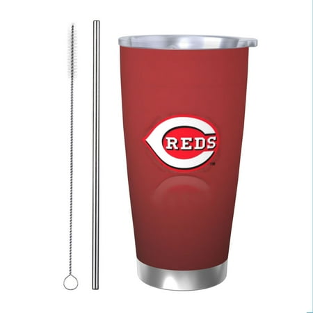 

Cincinnati_Reds 20OZ Stainless Steel Silver Rim Car Mug Insulated Travel Mug with Lid and Straw Unisex Baseball Gift Stainless Steel Water Cup