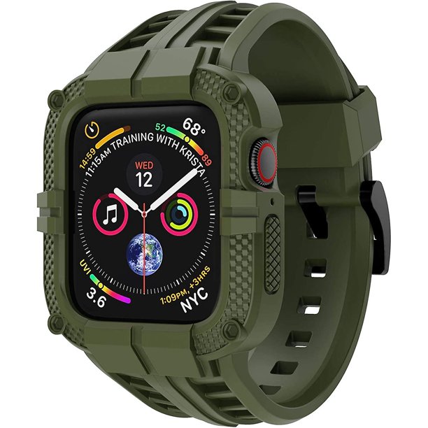 Heytea Correa Compatible con Apple Watch Series 7 41 mm para Series 6 5 4 40 mm Series 3 38 mm, Correa Resistente de TPU con Estuche de protección Completa para Brazo de Mujer/Homb