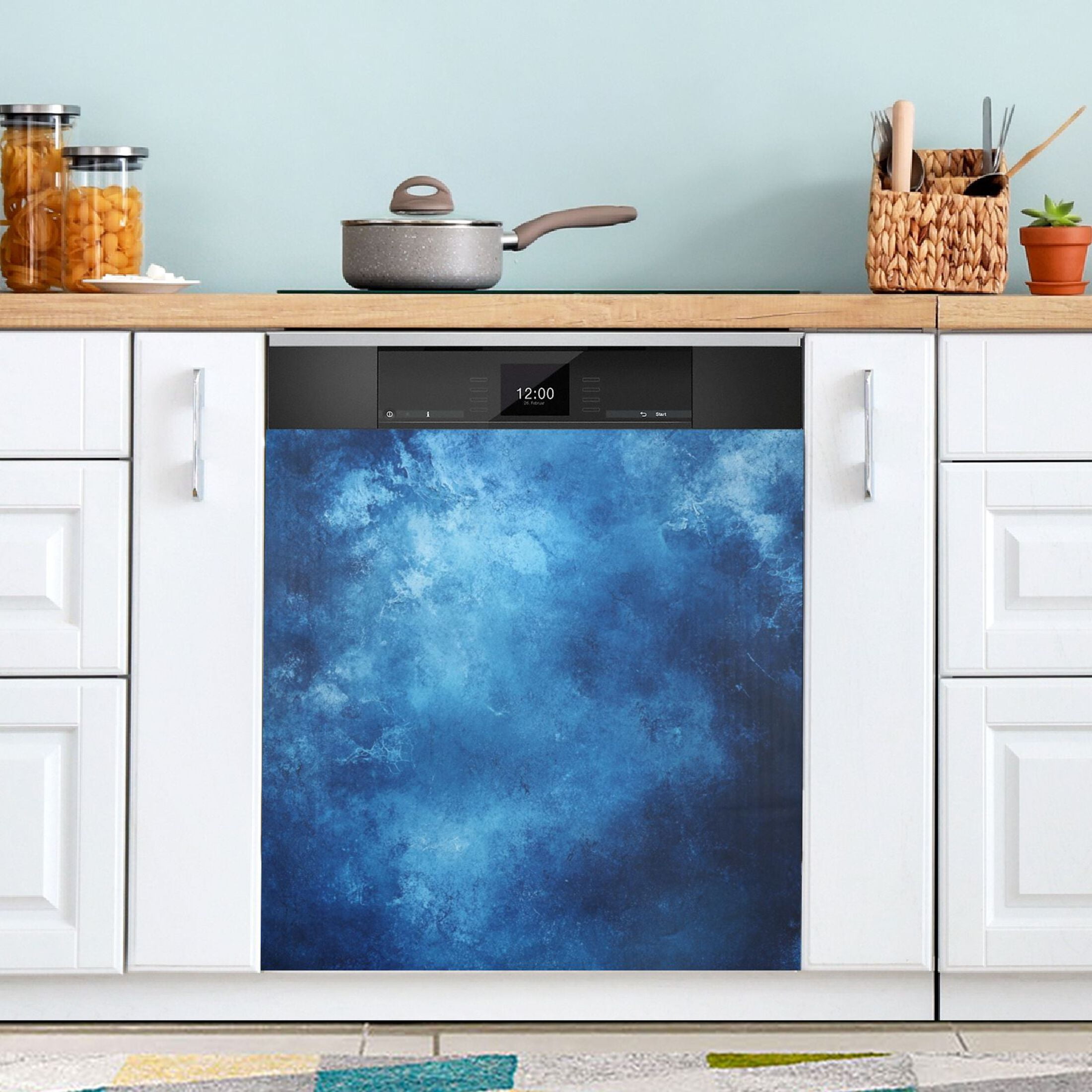 Dishwasher Magnetic Sticker 23x26 Inch Refrigerator Magnetic Sticker Washing Machine Magnetic Sticker Kitchen Panel Magnetic Sticker Home Decor Dark Blue Oil Painting