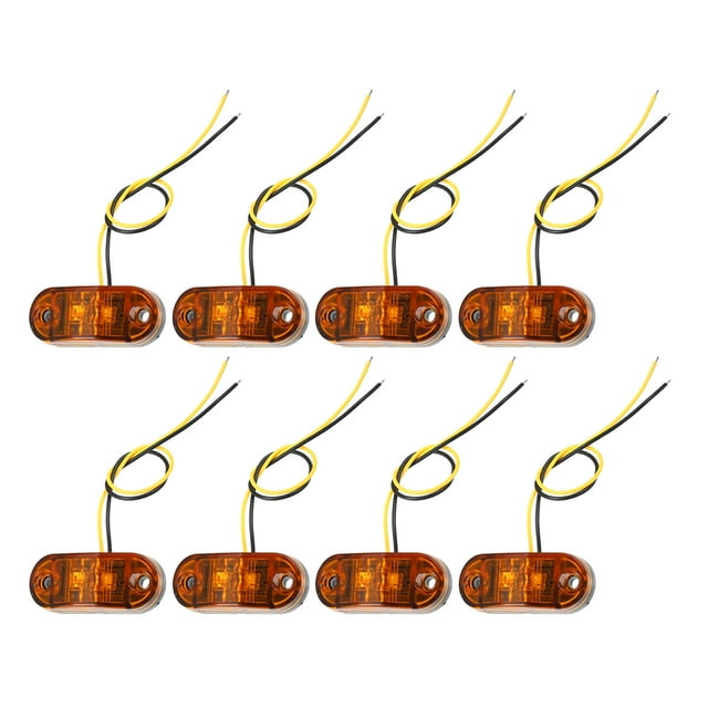 Luces de remolque LED para camiones Unique Bargains 24V, luces de marcador ovaladas de goma impermeables amarillas, 8 piezas