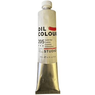 Scarlet Red Oil Paint, Artist Quality Color 205, 200 ml Tube, ASTM D4236