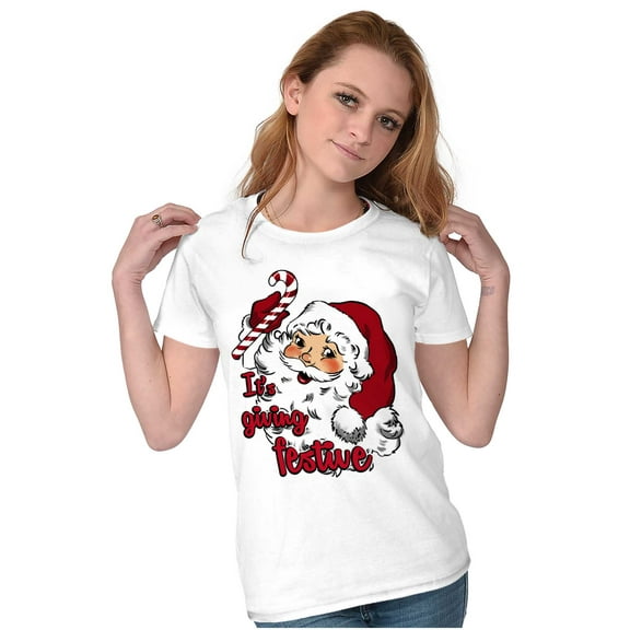 Christmas Santa Its Giving Festive Womens Slim Fit Graphic Tee Brisco Brands S