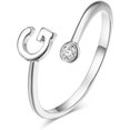 thumbnail image 1 of HAHDAXIA Bague Mi-Doigt Ouverte Ajustable Plaquée Argent Initiale 26 Alphabet Délicate Incrustée de Cristal Bijoux, 1 of 7