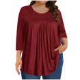 thumbnail image 6 of Short Sleeve Shirts for Women,Short Sleeve Blouses for Women,Casual And Linen Round-Neck Printed Short Sleeve Button T-Shirt Blouse,T-Shirts for Women, 6 of 7