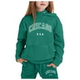 thumbnail image 2 of Zylarhe Girls Boys Sweatshirt Girls Outfits and Set Child Toddler Boys Girls Long Sleeve Solid Warm Hoodie Pullover Tops Pants Kids Outfits Sweat Suit Dark Green 1-2 Years, 2 of 3