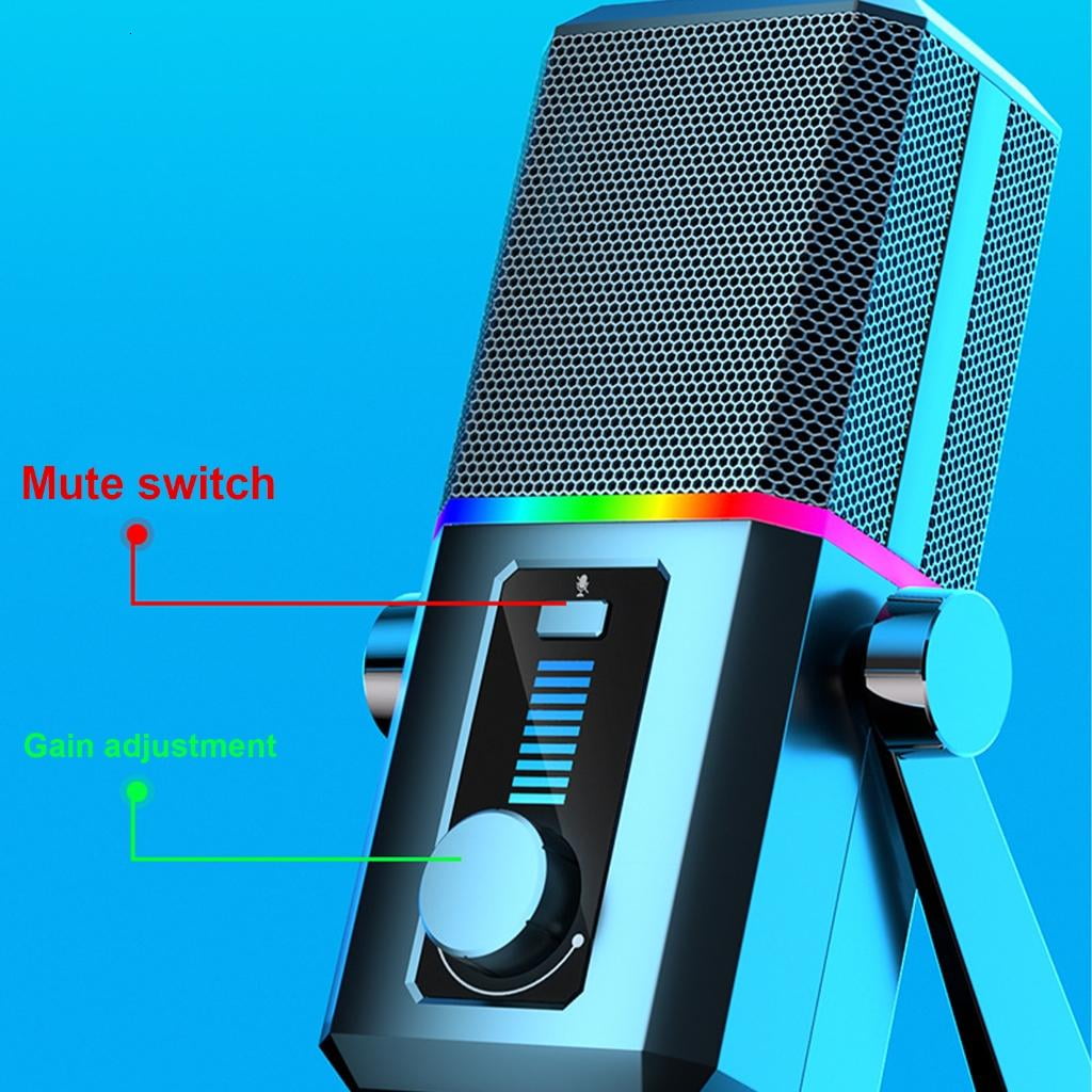 Oasiva USB Microphone Unidirectional Mic One Button Sound Control Microphone for Laptops with Cool LED Light