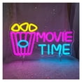 thumbnail image 2 of Letrero De Neón Movie Time Con Caja De Palomitas De Maíz Luz Regulable Para Cine En Casa, Sala Privada O Decoración De Pared Dormitorio 37.5cmx21cm, 2 of 6