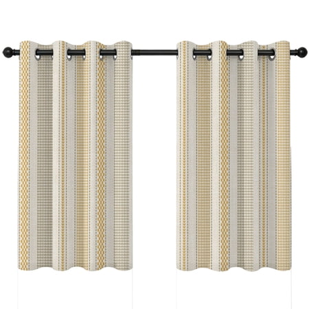 Vintage Striped Blackout Curtains 54 Inches Long Yellow Khaki Vertical Ticking Stripes French Country Thermal Insulated Room Darkening Drapes with Grommets for Living Room 42 W x 54 L 2 Panels