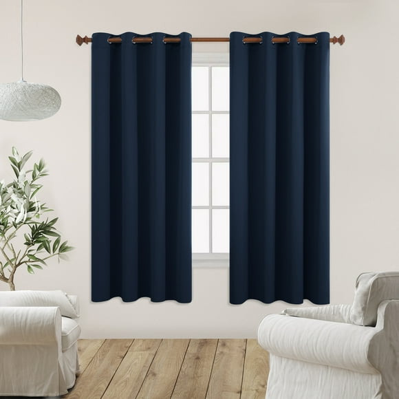 Deconovo Navy Blue Curtains Blackout Curtains 2 Panel Grommet Room Darkening Curtain Panels Thermal Insulted Curtains for Kids Room 55x72 inch