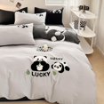 thumbnail image 2 of Cute Panda 100% Cotton Bedding Set Kawaii Embroidered Duvet Cover Bed Sheets Set Flat/Fitted Sheet Bed Linen Pillowcase for Kids, 2 of 7