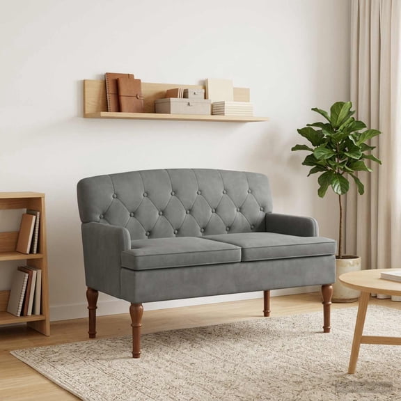 vidaXL Loveseat with button tufted Dark Grey 43.70 x 25.59 x 31.10 in