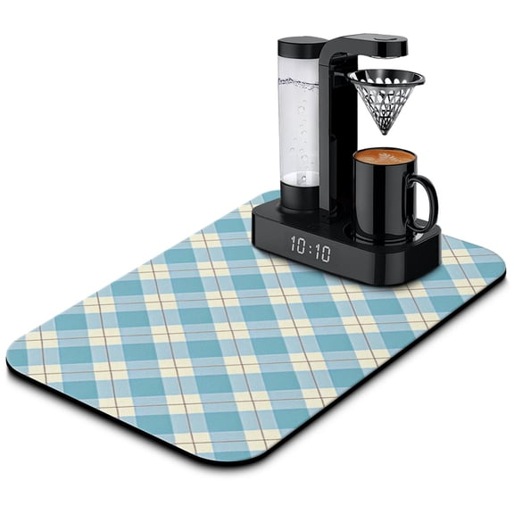 RetroStyled Checkered Coffee Drying Mat Super Absorbent, Perfect for Coffee Stations and Kitchen Counters, Coffee Mat Easy to Clean 195x12in