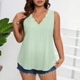 thumbnail image 2 of WULMLEO Women's Eyelet Scalloped V-Neck Sleeveless Top Casual Summer Blouse for Beach Green 2XL, 2 of 4