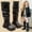 Black, variant on Girls Knee‑High Boots, Slip-Resistant Fashion Soft Sole Pull On Fall Winter Boots with Button Brown Size 9.5 Little Kids