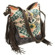 KB OHLAY KB396 Cross Body Hand Tooled Upcycled Wool Upcycled Canvas Hair-On Genuine Leather women bag western handbag purse
