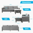 thumbnail image 4 of Mjkone 86" L-Shaped Sectional Sofa with Storage Ottoman, 3 Seat Couch with Reversible Chaise for Living Room/Office/Apartment, Light Gray, 4 of 6
