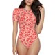 thumbnail image 1 of Fotbe Red Pretty Flowers Body de Mujer con Cuello Redondo y Mangas Cortas, Sin Mangas Ajustado, Suave, Cómodo y Básico-Large, 1 of 7