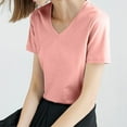 thumbnail image 4 of Mittory Womens Cap Sleeve Crop Tops Cotton V Neck T Shirt Loose Fit Short Sleeves Tee Summer Fashion Clothes, 4 of 5