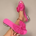 thumbnail image 4 of HNMKIU Women's Sandals Elegant Square Toe Slides with Bow Detail Comfortable Mid Heel Style for Women with Wide Feet Option Beach Shoes Hot Pink,6.5, 4 of 5