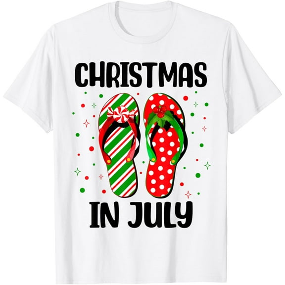 Christmas in July Flip Flops Beach Summer Vacation T-Shirt for Men Women TShirt