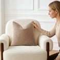 thumbnail image 6 of Teddy Fleece Throw Pillow Cover 18x18 Faux Lamb Sherpa Cushion Cover Soft Curly Plush Decorative Pillowcase For Couch Sofa Bed Living Room Decor, 6 of 7