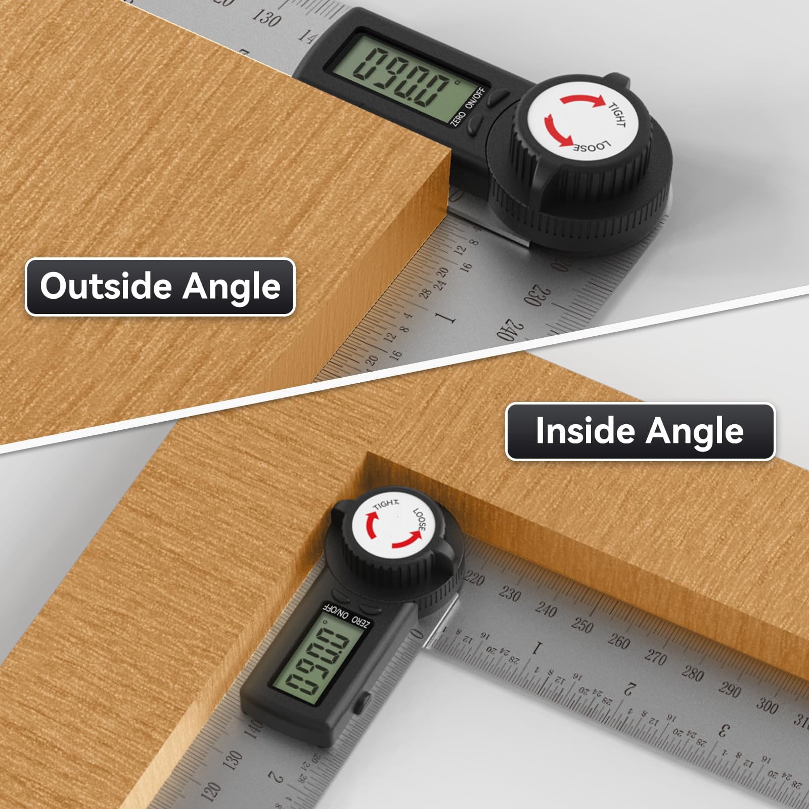 1 Pcs Digital Angle Finder Protractor Stainless Steel 7 Inch 200mm