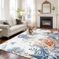 thumbnail image 3 of Oceans Marine Life Washable Living Room Rugs 6'x9', Orange Jellyfish Blue Starfish Underwater Low Pile Throw Large Area Rug Non-Slip Sturdy Edge Binding Carpet for Dining Room Kitchen Office, 3 of 9