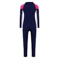 thumbnail image 2 of YUUMIN Girls Upf 50+ Long Wetsuits Long Sleeve Zip Up One Piece Swimsuits Sun Full Body Cover Navy Blue 3-4, 2 of 6