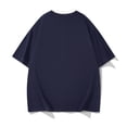 thumbnail image 4 of Men Shirts Solid Color Short Sleeve Crew Neck Casual Slim Fit Layered Comfortable Summer Tee Home Party Navy Mens Tshirts, 4 of 4