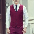 thumbnail image 2 of SWSMCLT Men's Waistcoat Business Vest Top Sleeveless Soft Formal Single Breasted Tank Top V Neck Fitted Belted Work Burgundy Medium, 2 of 4