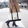 thumbnail image 4 of FORMRS Canvas Laptop Tote Bag for Women with 15.6" Computer Compartments Shoulder Handbag, White Chubby Cat, 4 of 7