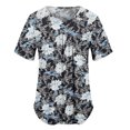 thumbnail image 5 of QENGING Women's Short Sleeve Crew-Neck Plus Size Floral Print Juniors Tops Hide Belly Tunic Shirts Dressy Casual Flowy Blouse on Clearance, 5 of 6